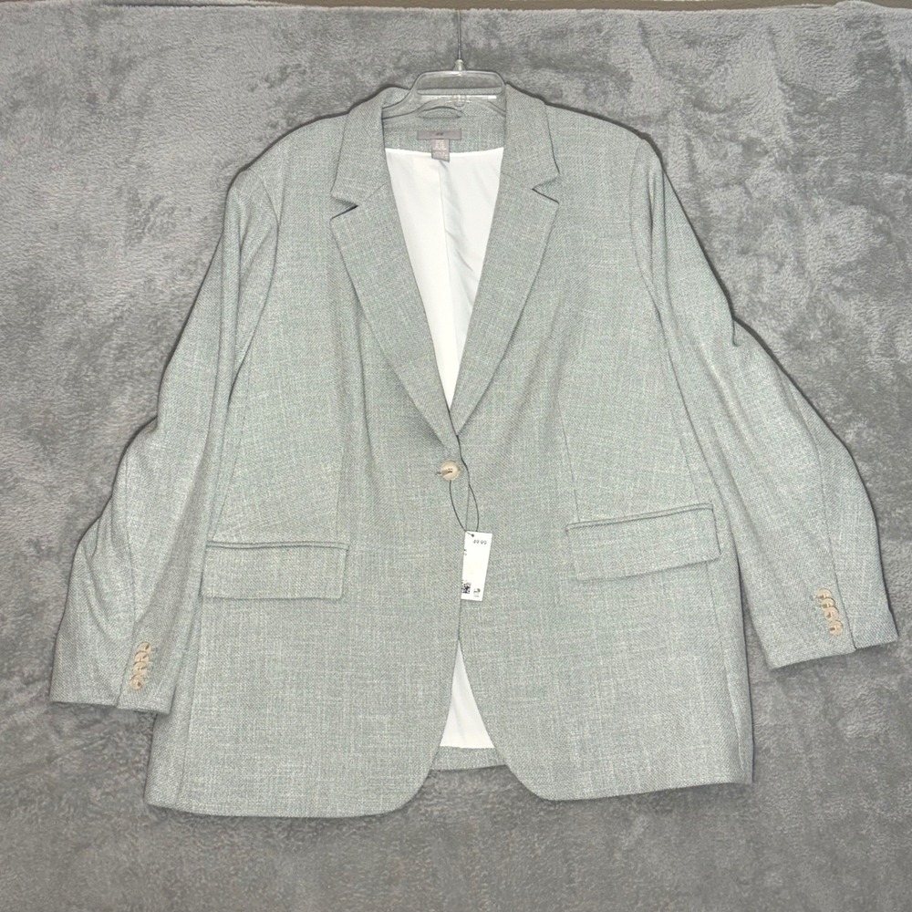 H&M Light Sage Blazer Textured Office Career Jacket XXL NWT